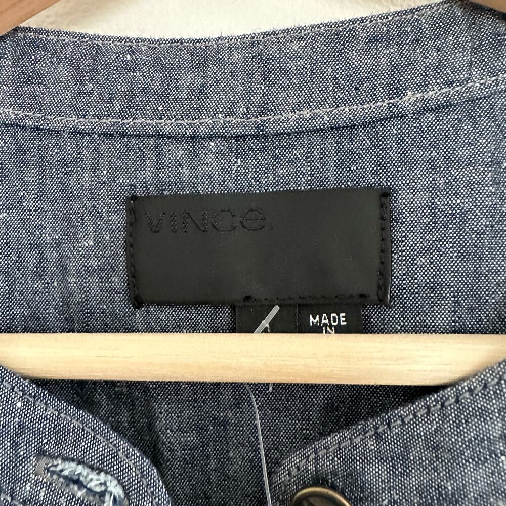 NWT Vince Patch Pocket Chambray Button Front Long Sleeve Shirt Blue Rinse M - Picture 8 of 13